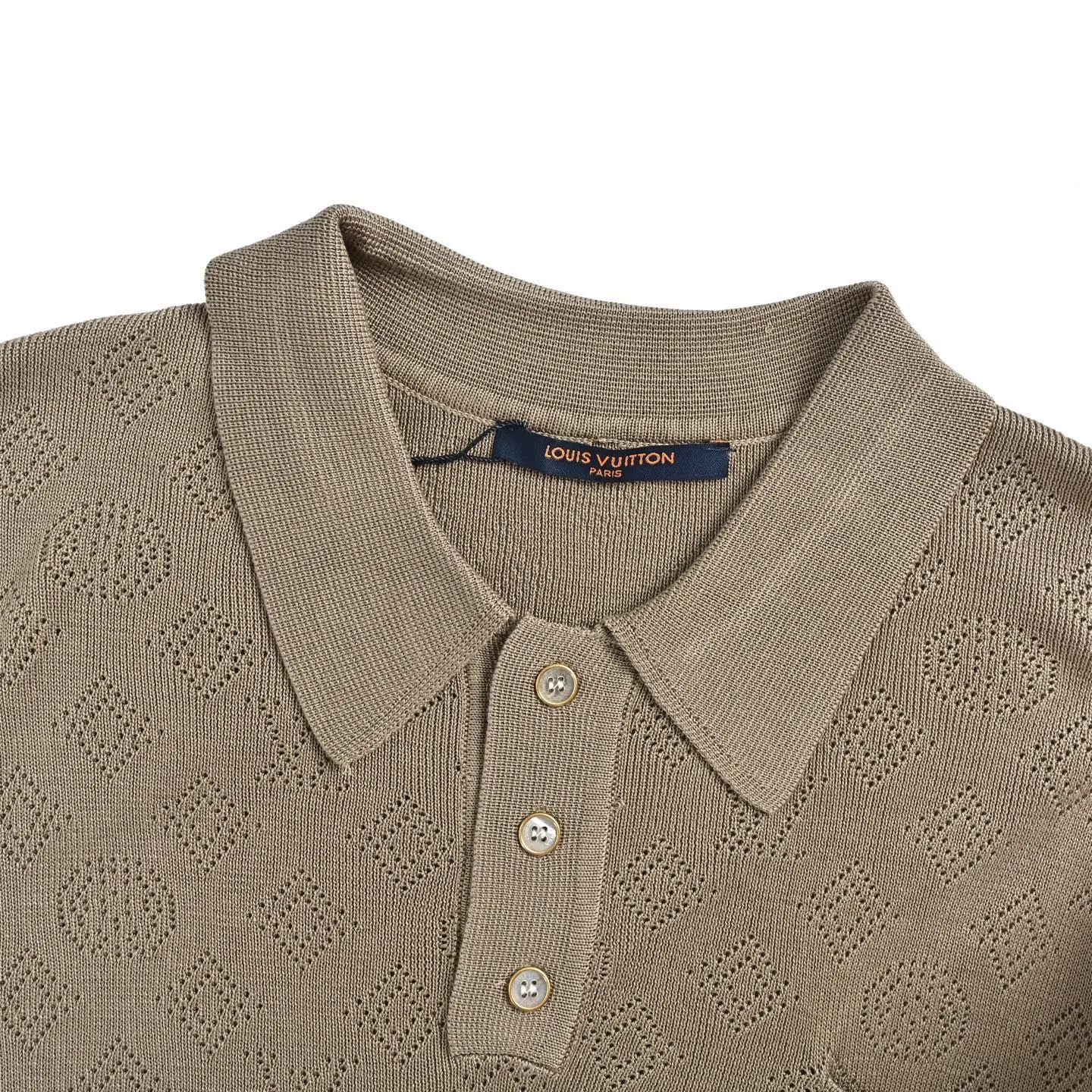 Louis Vuitton/Louis Vuitton 26ss hollow presbyopic knitted Polo short sleeves